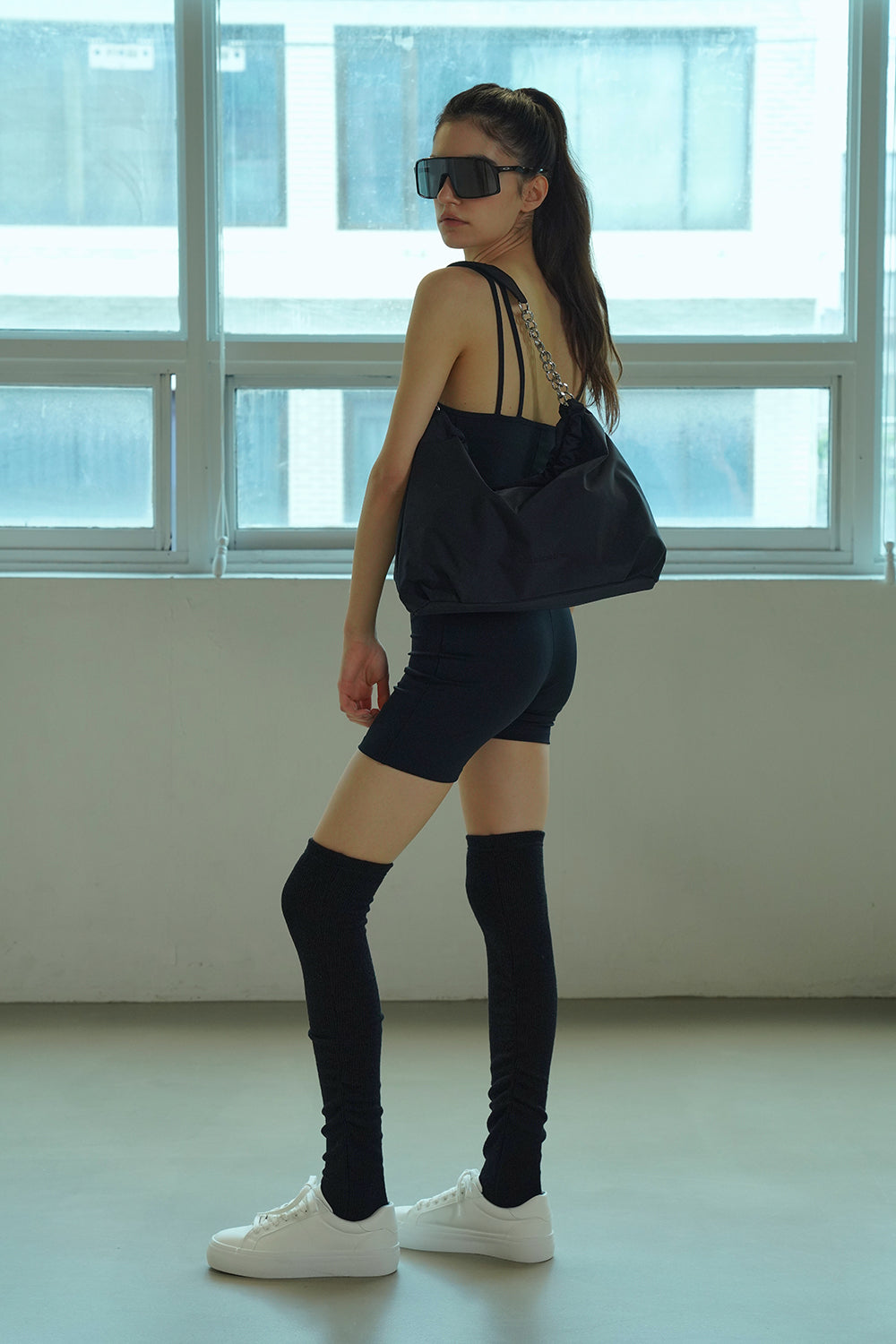 Sun Regen Nylon Small Hobo Bag - Black