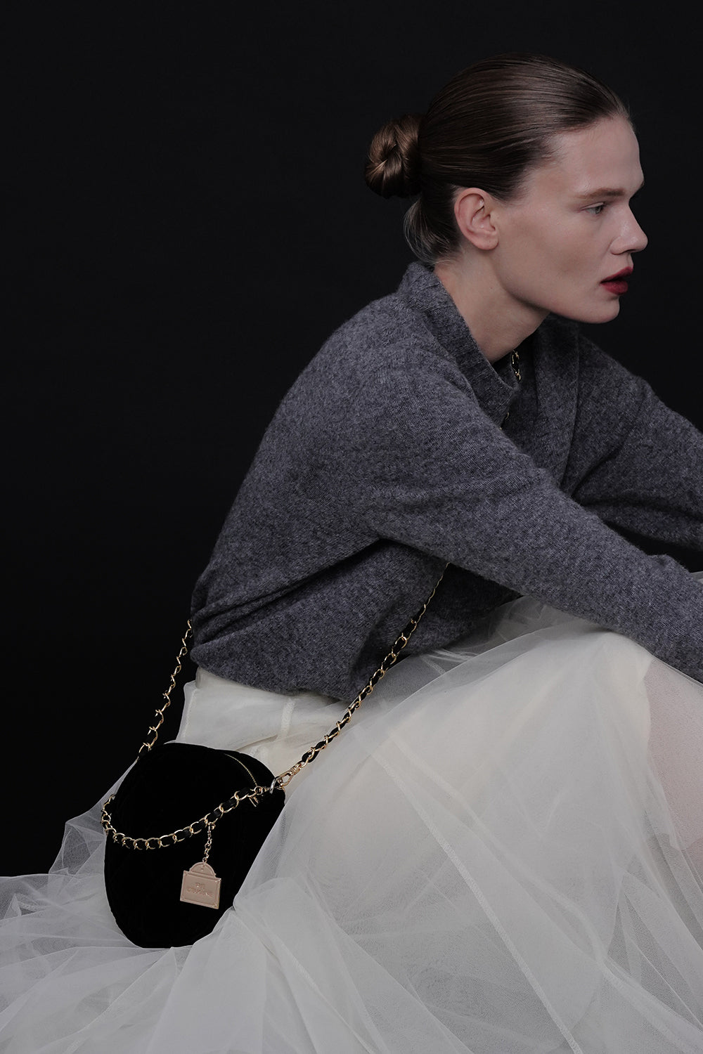 [20K Gold Chain]  Velvet Quilting Amour Bag