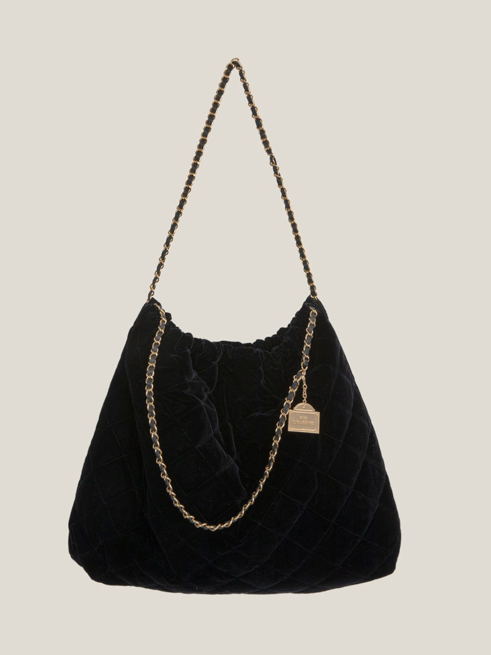 [20K Gold Chain] Velvet Quilting Hobo Bag