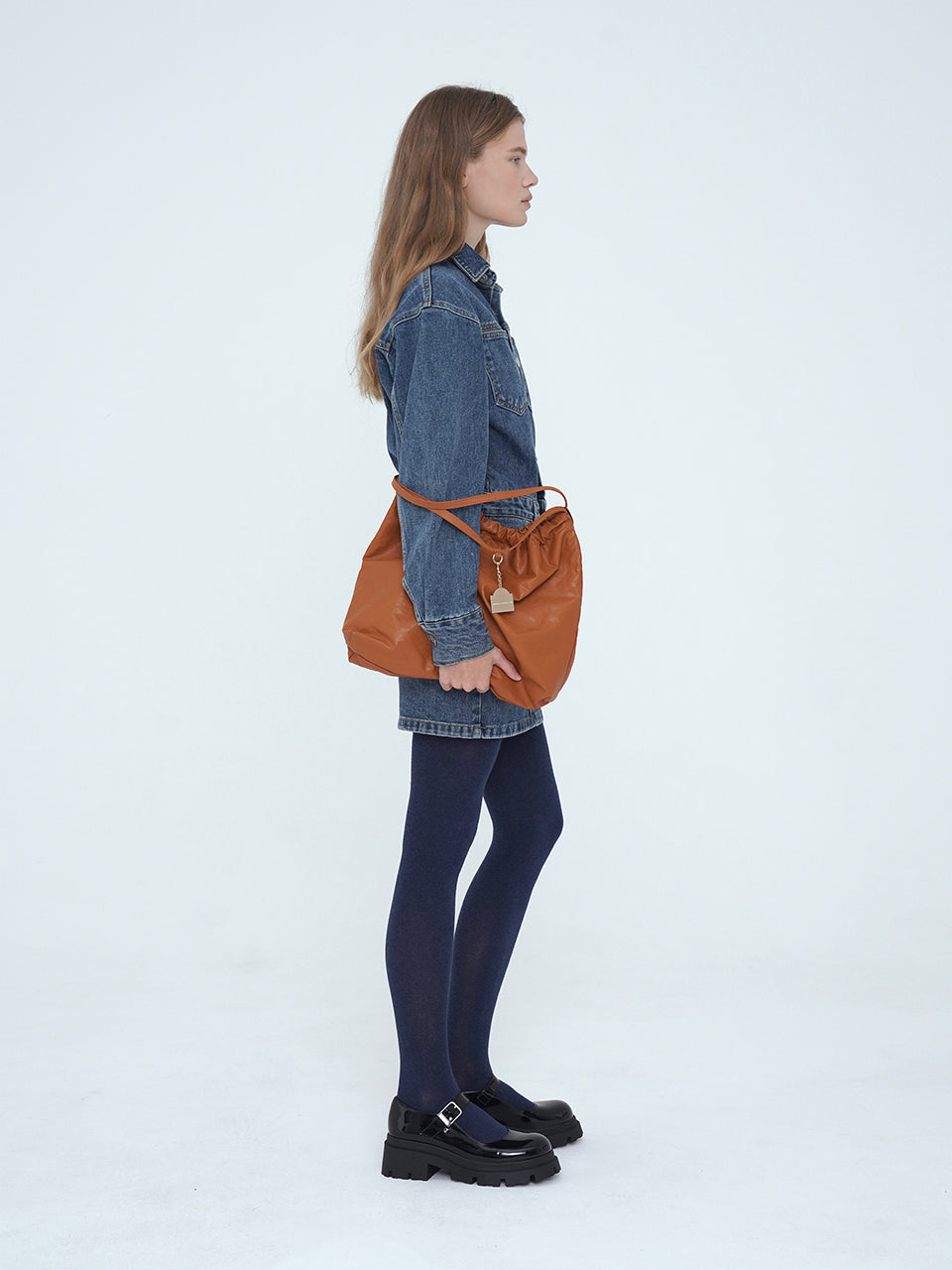 Synthetic Leather Small Hobo Bag - Camel