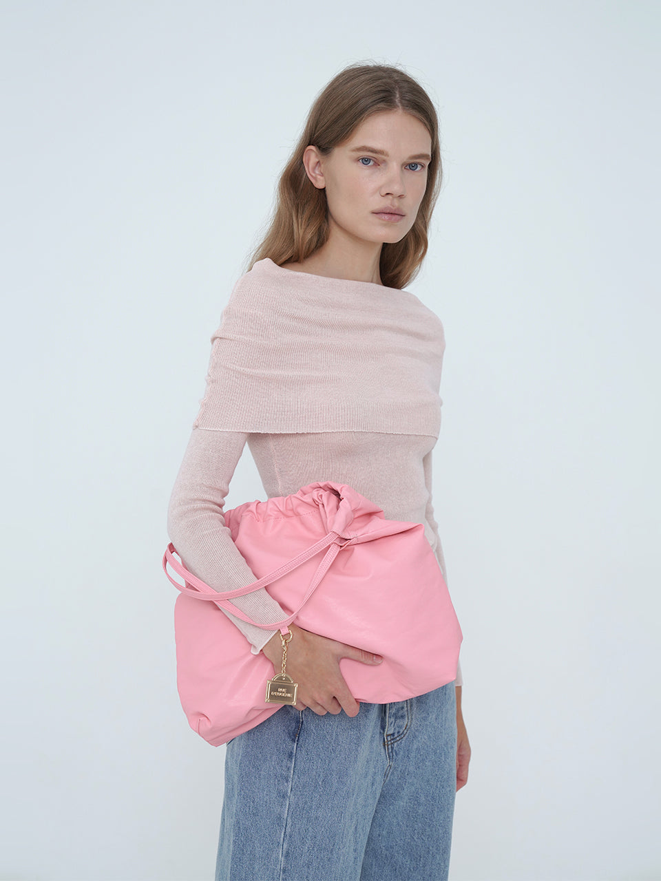 Synthetic Leather Small Hobo Bag - Pink