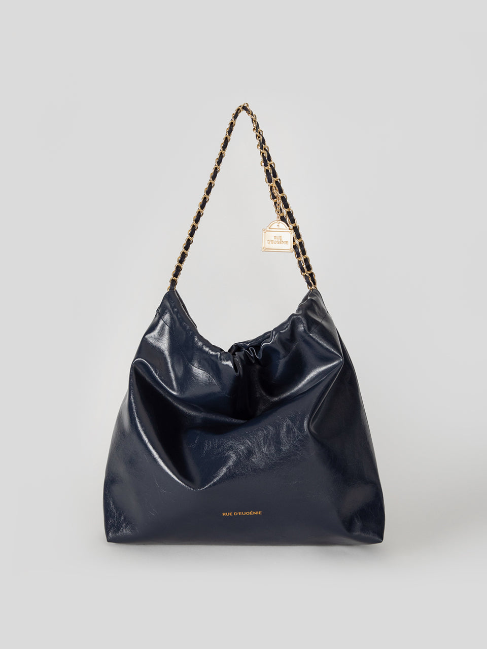 [20K Gold Chain] Synthetic Leather Small Hobo Bag - Navy