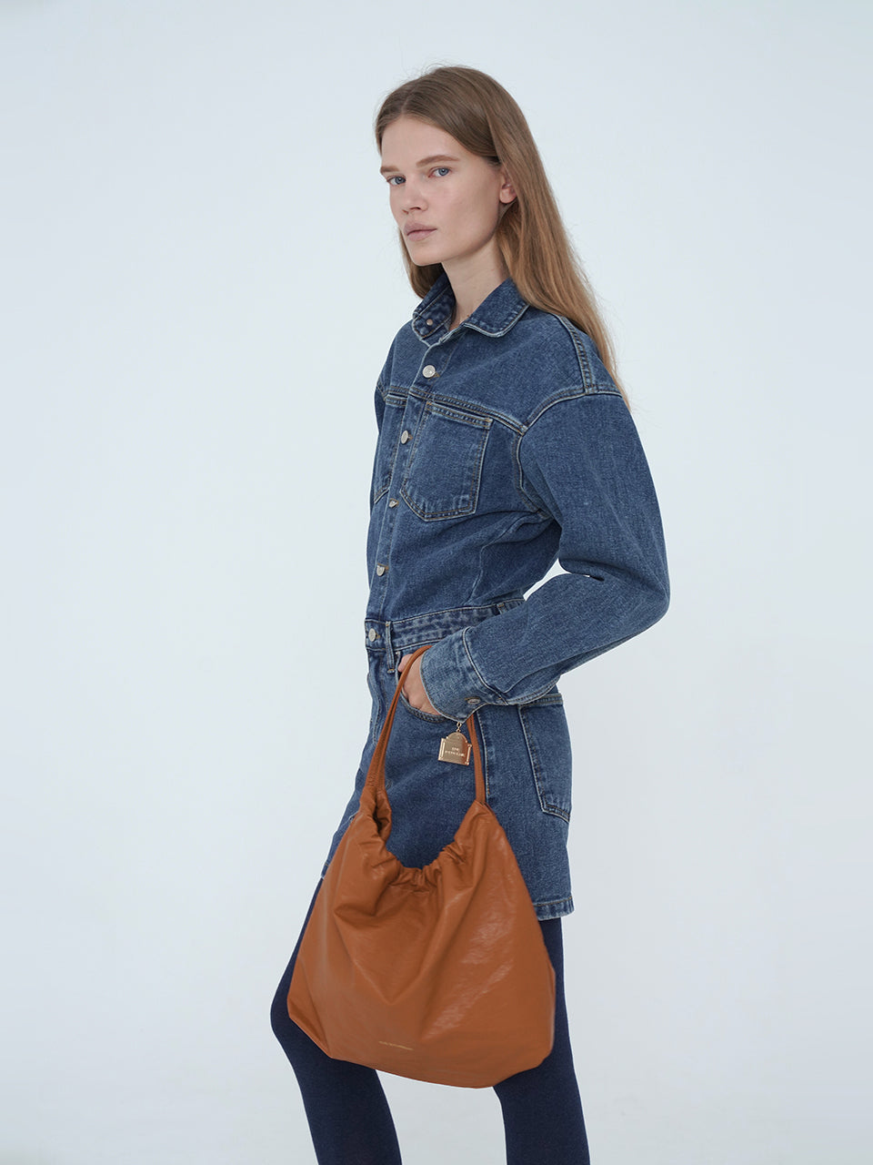 Synthetic Leather Small Hobo Bag - Camel