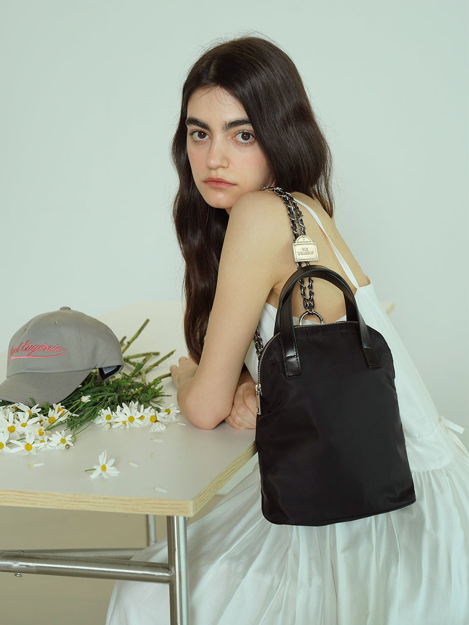 [RUE D’EUGENIE] Luna Backpack : Silver Chain Silver Chain] Luna Backpack – RUE D'EUGÉNIE