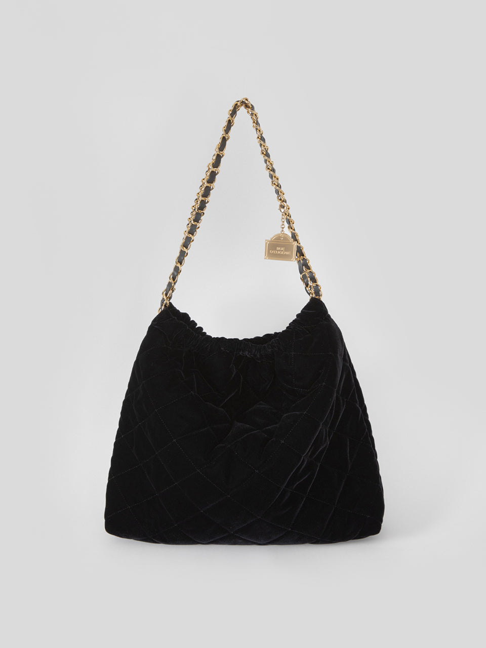 [20K Gold Chain] Velvet Quilting Small Hobo Bag _ FE (Iron Chain)