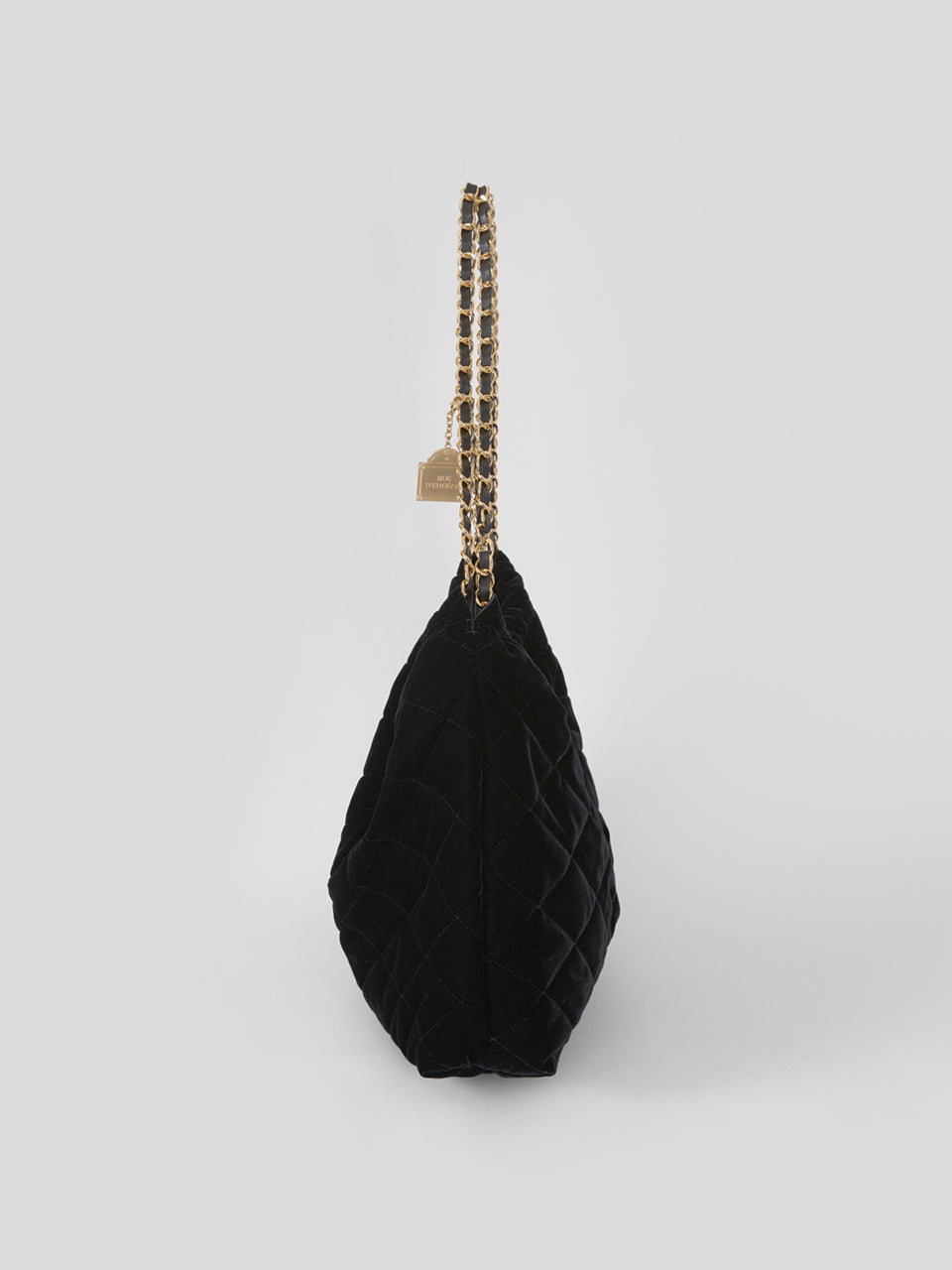 [20K Gold Chain] Velvet Quilting Small Hobo Bag _ FE (Iron Chain)