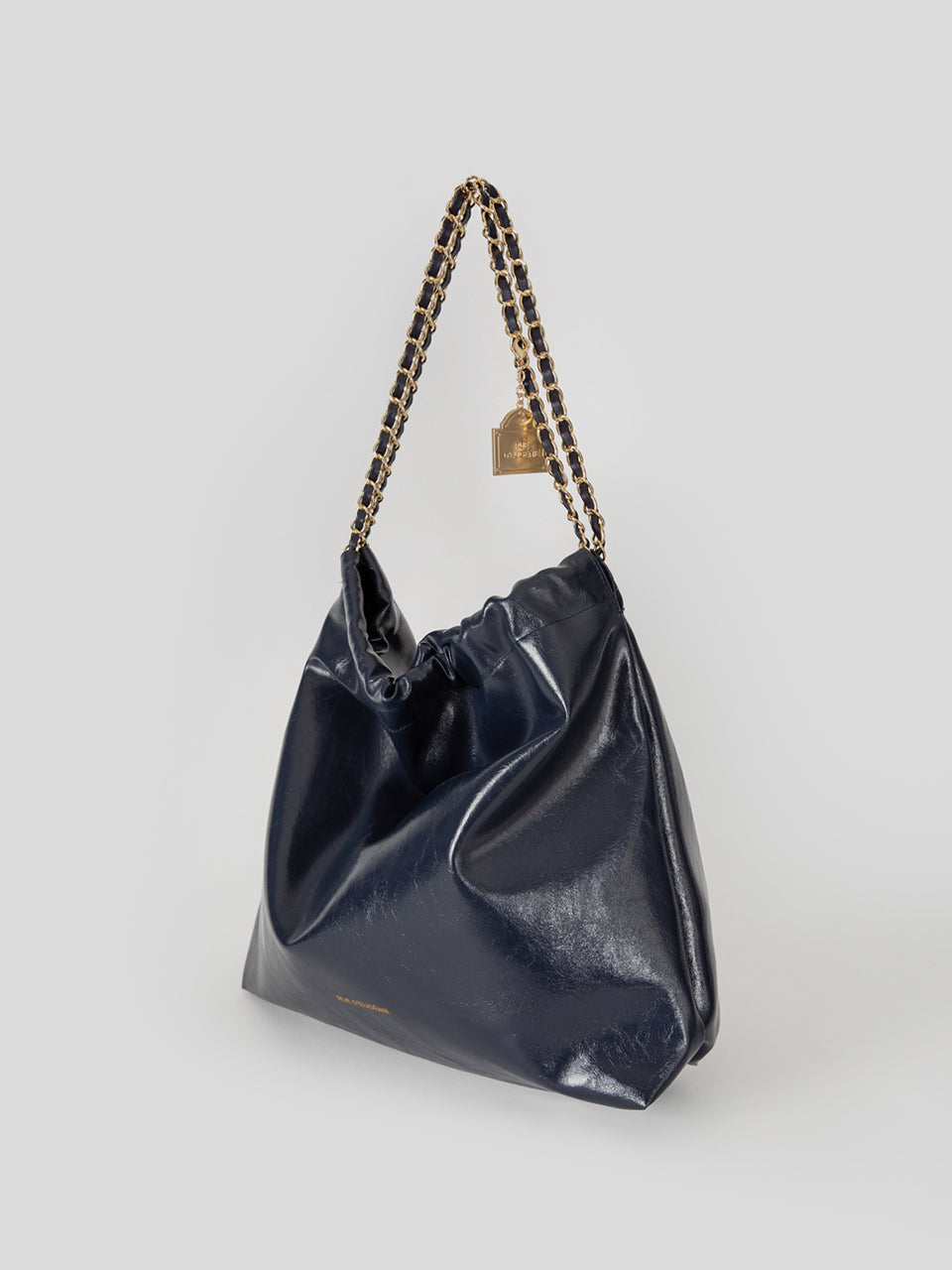 [20K Gold Chain] Synthetic Leather Small Hobo Bag - Navy