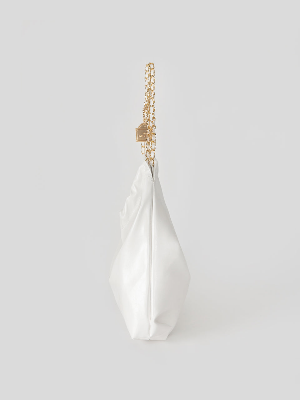 [20K Gold Chain] Synthetic Leather Small Hobo Bag - White