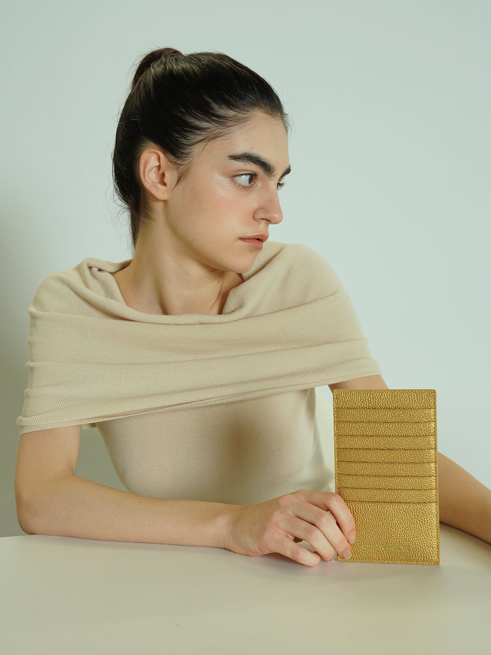 Gold Leather Card Wallet
