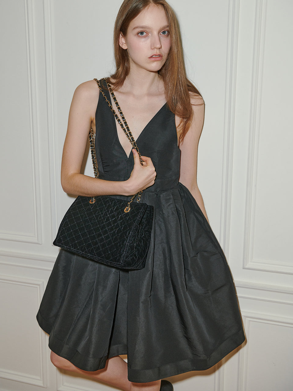 [Gold Chain] Velvet Quilted Lady Bag