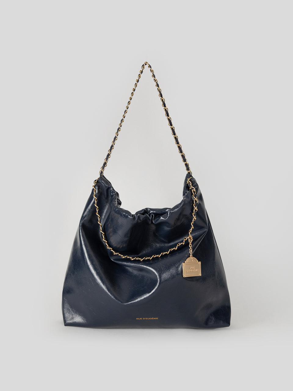 [20K Gold Chain] Synthetic Leather Small Hobo Bag - Navy