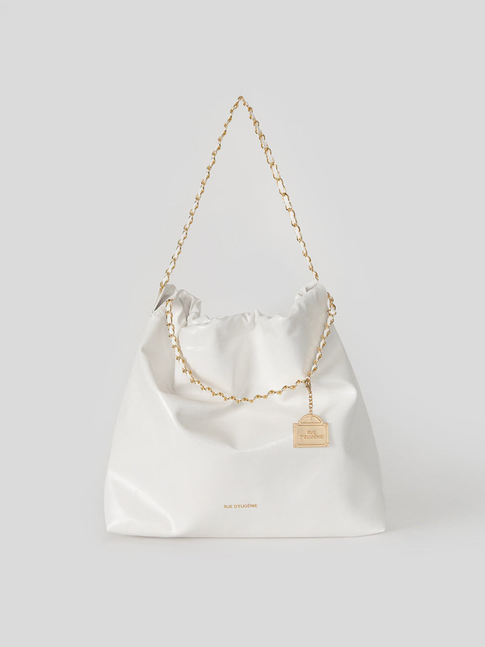 [20K Gold Chain] Synthetic Leather Small Hobo Bag - White
