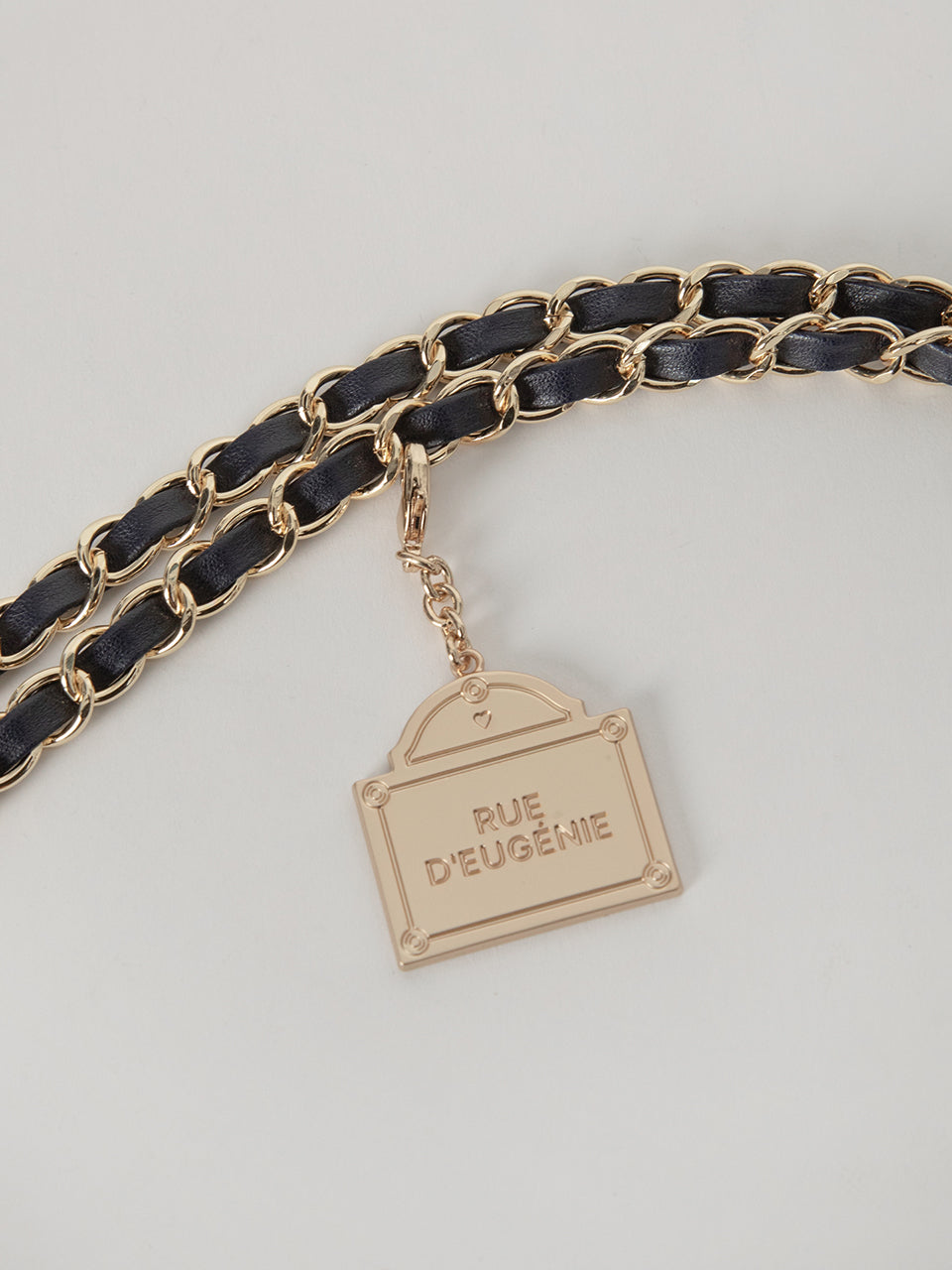[20K Gold Chain] Synthetic Leather Small Hobo Bag - Navy